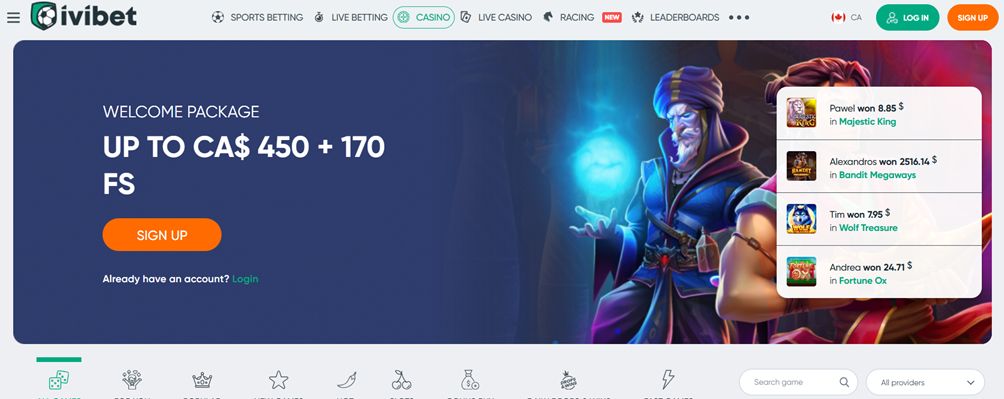 ivibet casino screen