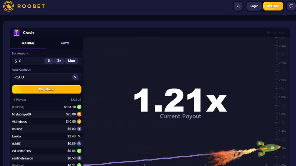 Roobets crash bonus
